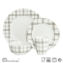 16PCS en porcelaine blanche avec un ensemble de dîner d&#39;impression en carton